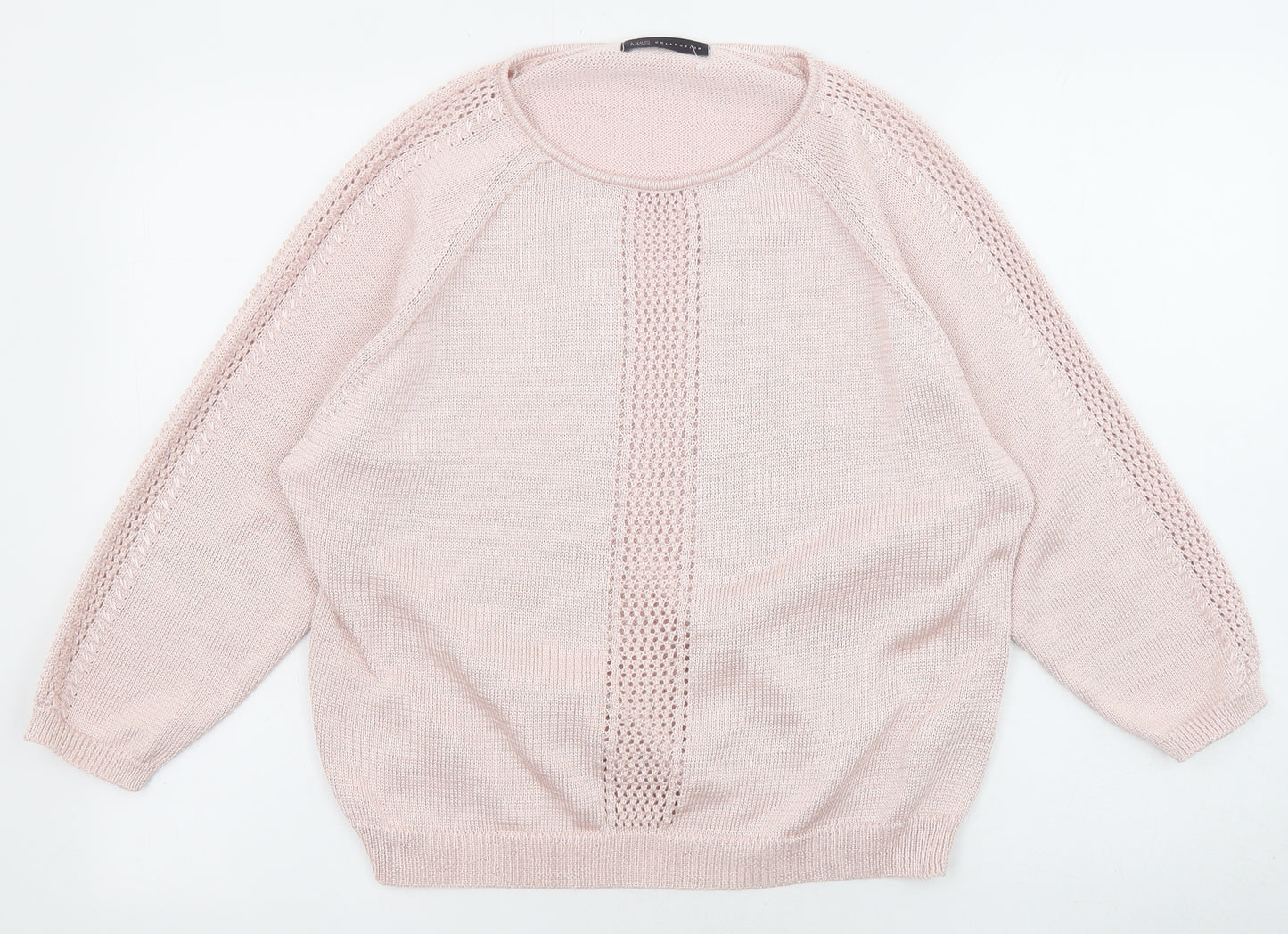 Marks and Spencer Womens Pink Boat Neck Polyester Pullover Jumper Size 16