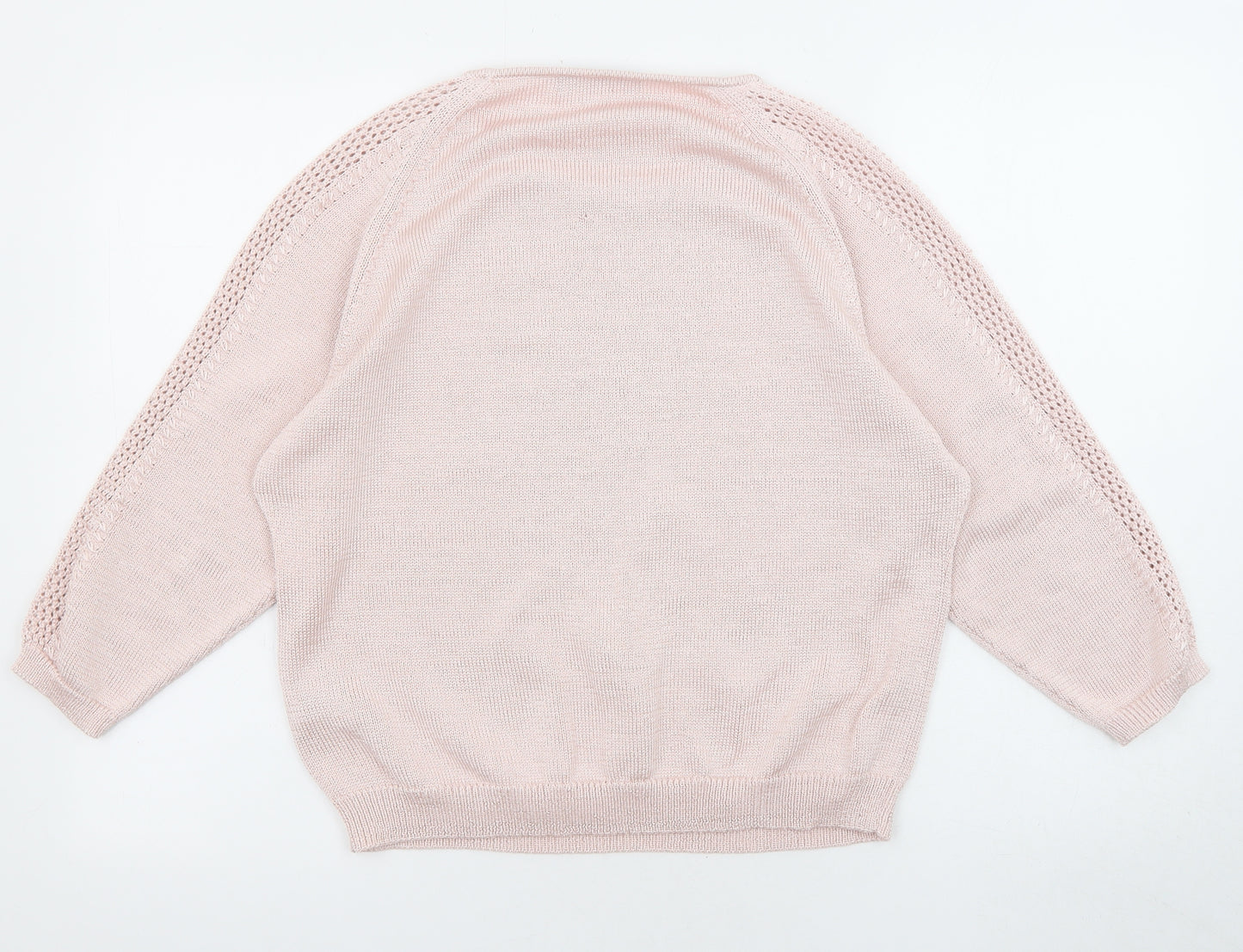 Marks and Spencer Womens Pink Boat Neck Polyester Pullover Jumper Size 16