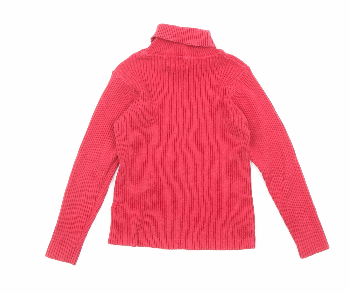 NEXT Girls Red Roll Neck Cotton Pullover Jumper Size 5-6 Years Pullover - Ribbed