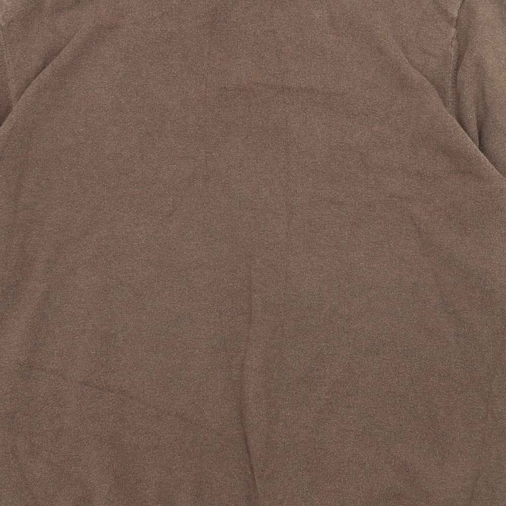 NEXT Mens Brown Cotton Polo Size M Collared Button