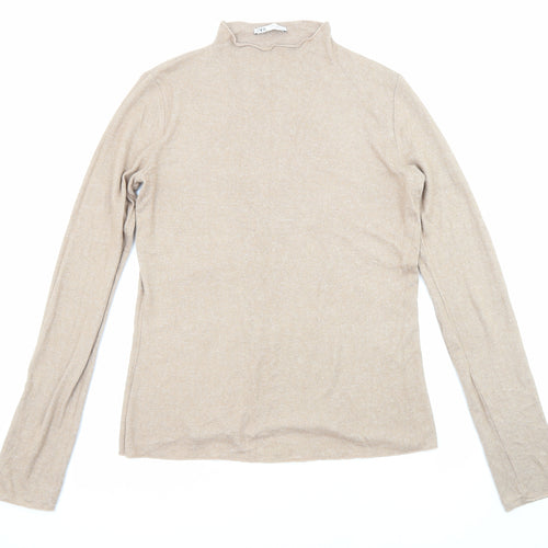Zara Womens Beige High Neck Acrylic Pullover Jumper Size M