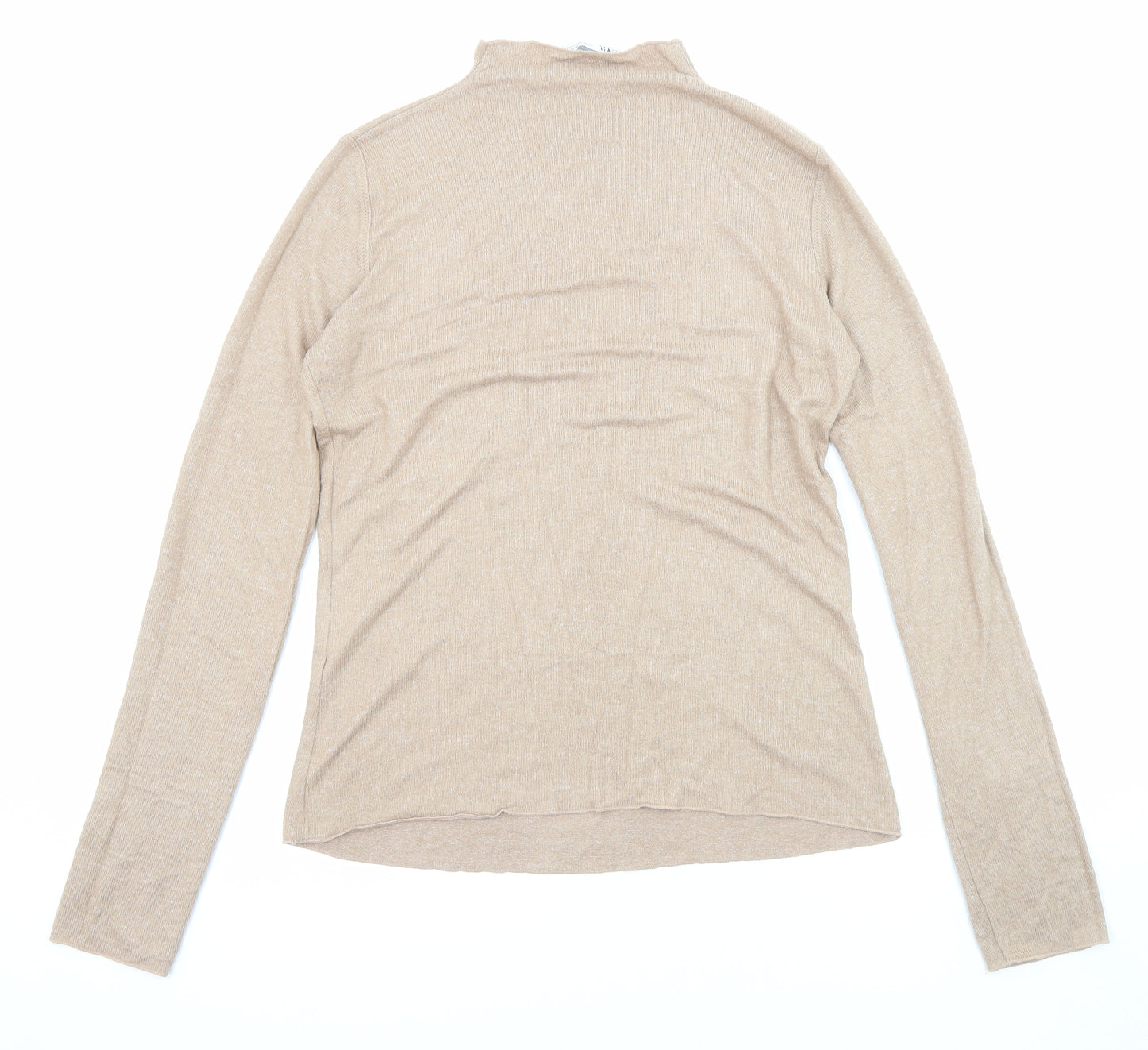 Zara Womens Beige High Neck Acrylic Pullover Jumper Size M