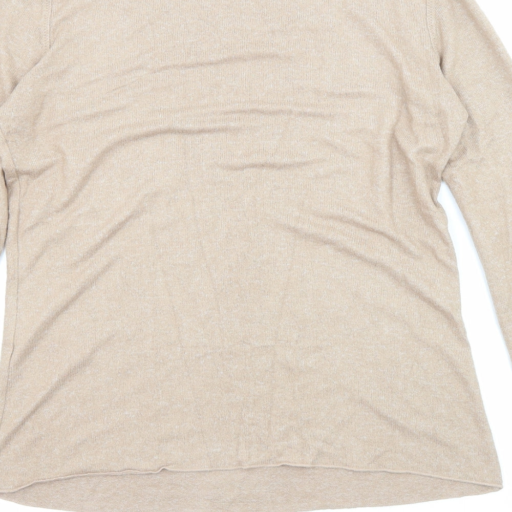Zara Womens Beige High Neck Acrylic Pullover Jumper Size M