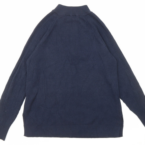 Marks and Spencer Womens Blue Mock Neck Viscose Pullover Jumper Size M