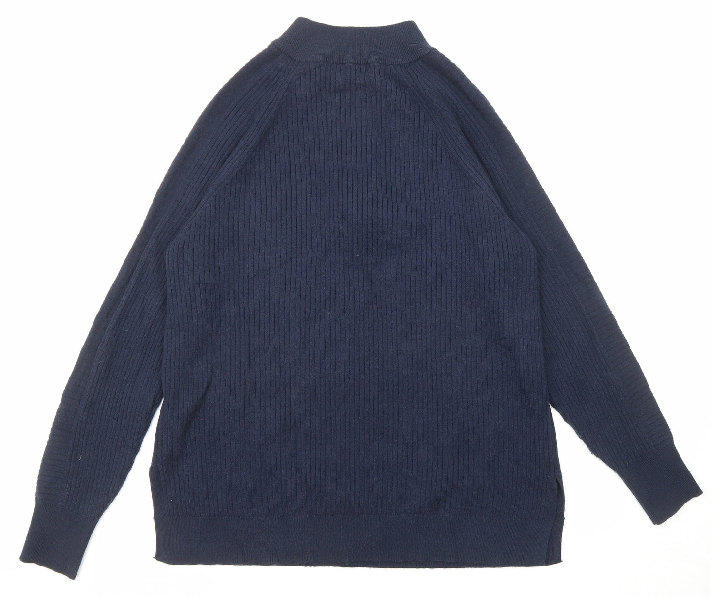 Marks and Spencer Womens Blue Mock Neck Viscose Pullover Jumper Size M
