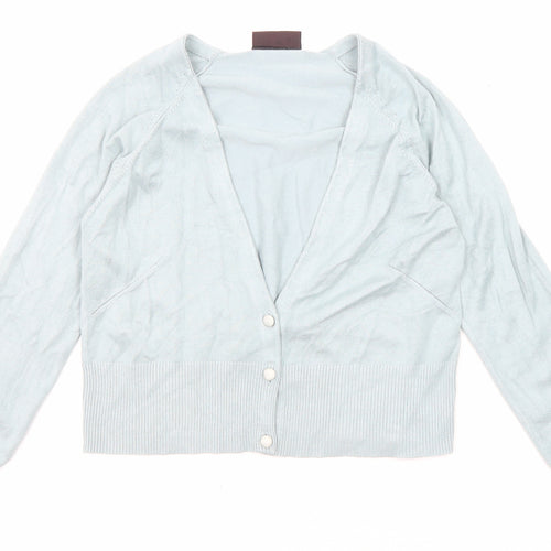 Principles Womens Blue V-Neck Viscose Cardigan Jumper Size 12