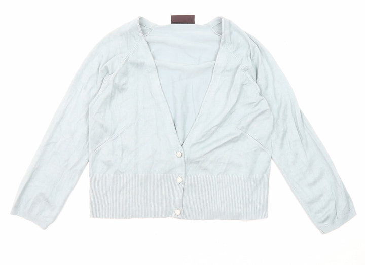 Principles Womens Blue V-Neck Viscose Cardigan Jumper Size 12