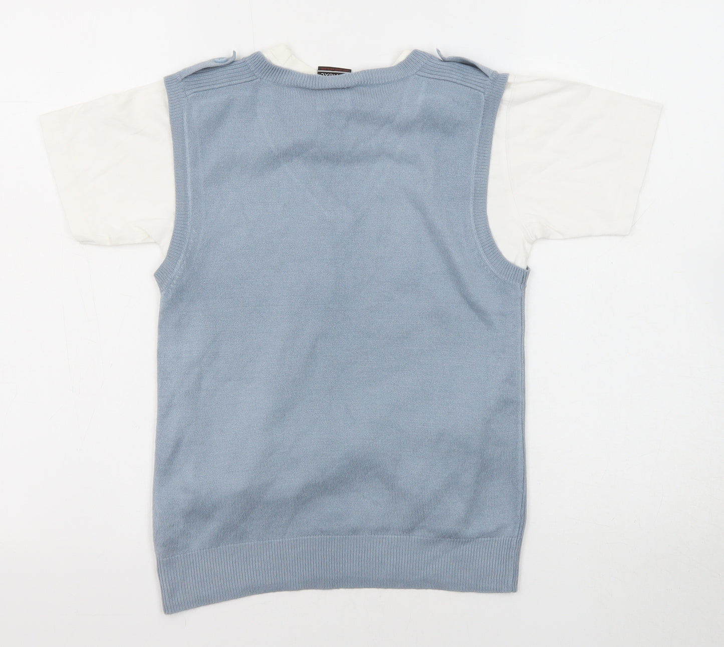 NEXT Boys Blue Round Neck Acrylic Pullover Jumper Size 8 Years Button - Two in One