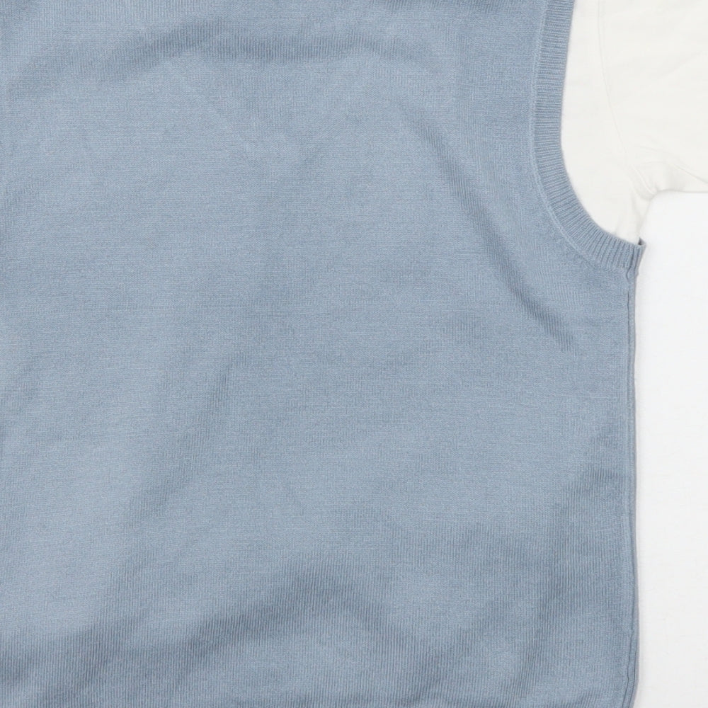 NEXT Boys Blue Round Neck Acrylic Pullover Jumper Size 8 Years Button - Two in One