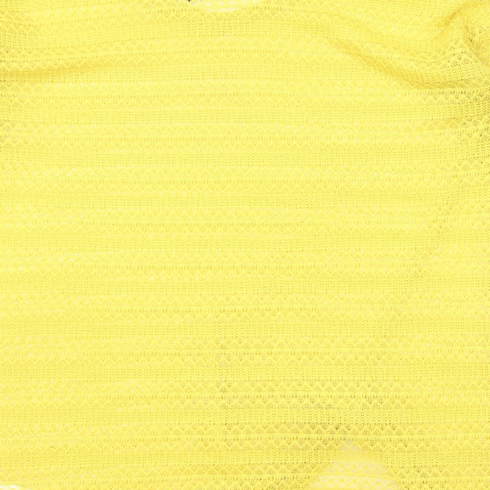 NEXT Womens Yellow V-Neck Polyester Pullover Jumper Size 10 - Front Detail