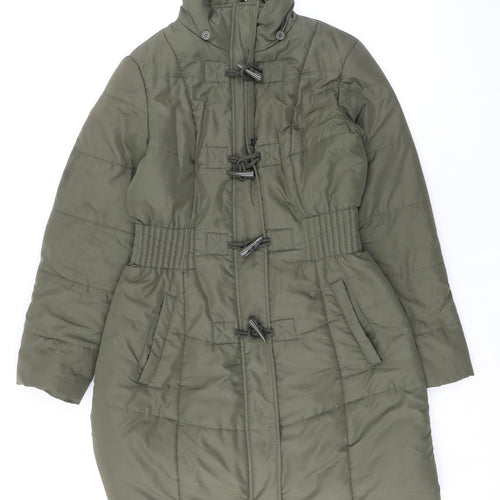 David Parry Womens Green Quilted Coat Size 12 Zip - Toggles