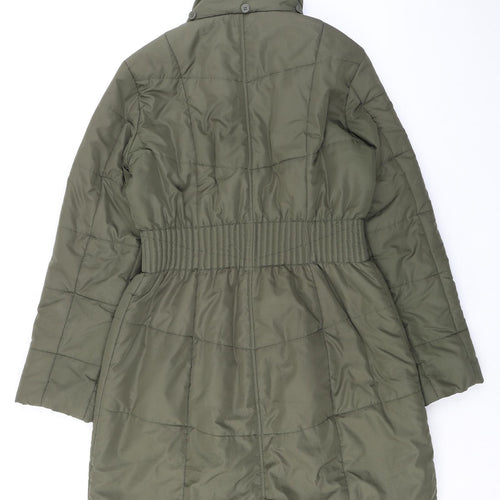 David Parry Womens Green Quilted Coat Size 12 Zip - Toggles