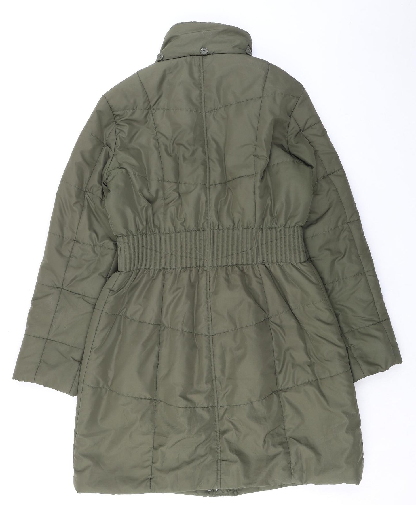 David Parry Womens Green Quilted Coat Size 12 Zip - Toggles