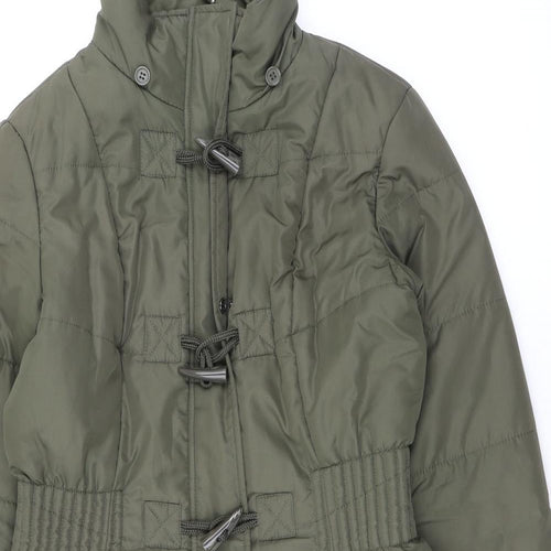 David Parry Womens Green Quilted Coat Size 12 Zip - Toggles