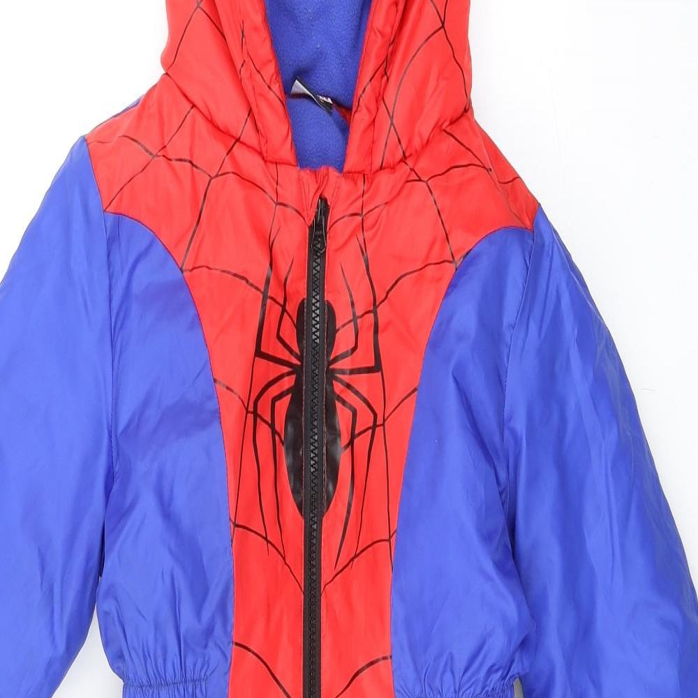 Marvel Boys Blue Basic Coat Snowsuit Size 6-7 Years Zip - Spider-Man