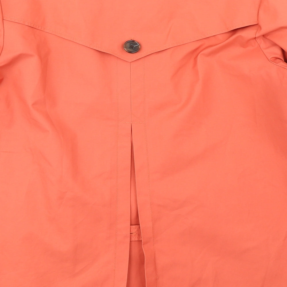 Land's End Womens Orange Pea Coat Jacket Size M Button - Belted Cuffs