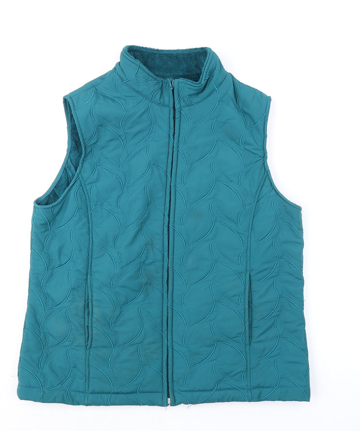 EWM Womens Green Gilet Jacket Size 10 Zip - Quilted