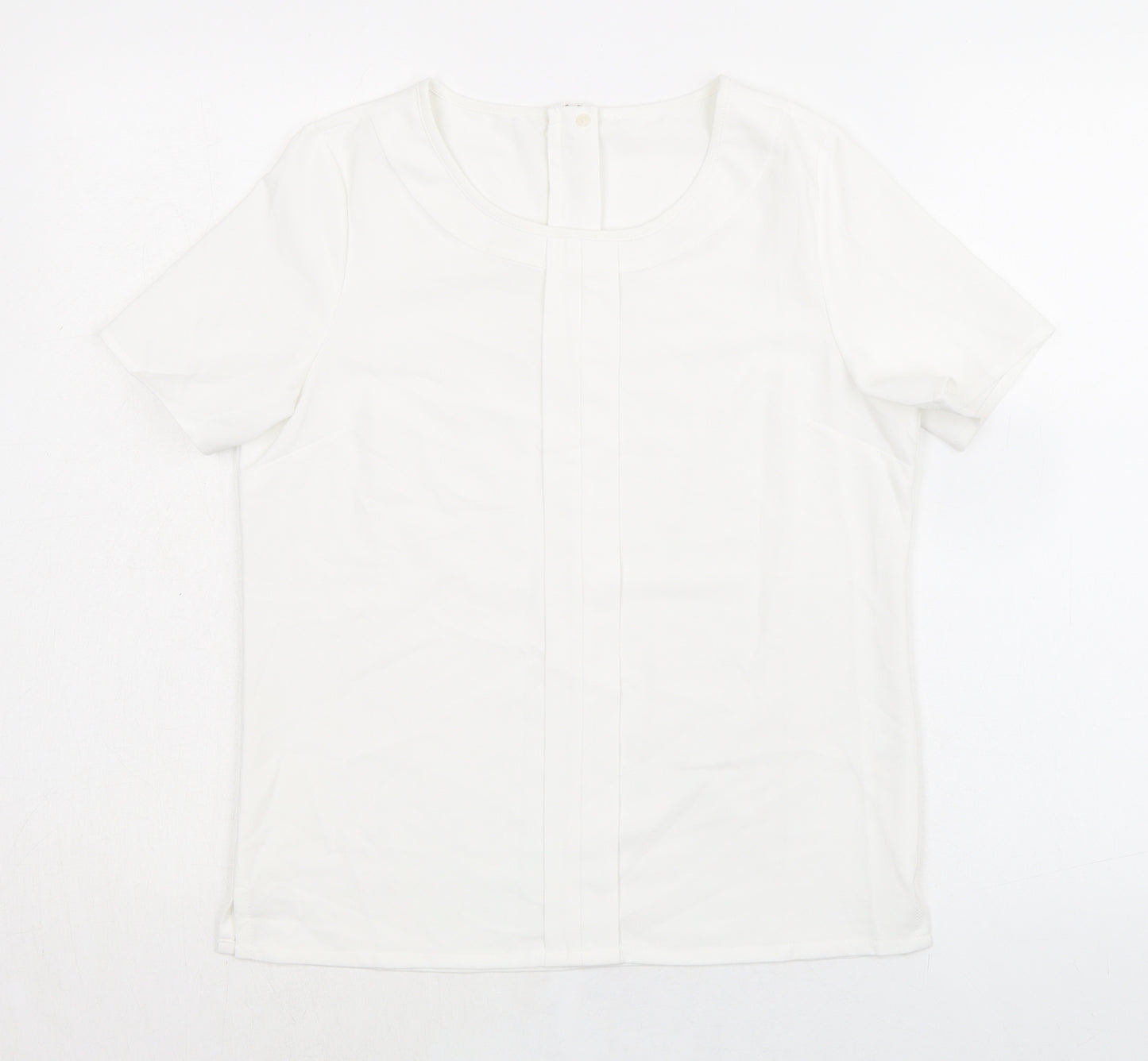 Brook Taverner Womens White Polyester Basic T-Shirt Size 8 Round Neck - Zip Back