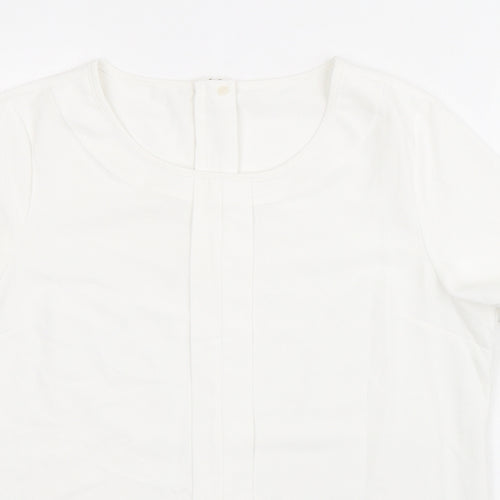 Brook Taverner Womens White Polyester Basic T-Shirt Size 8 Round Neck - Zip Back