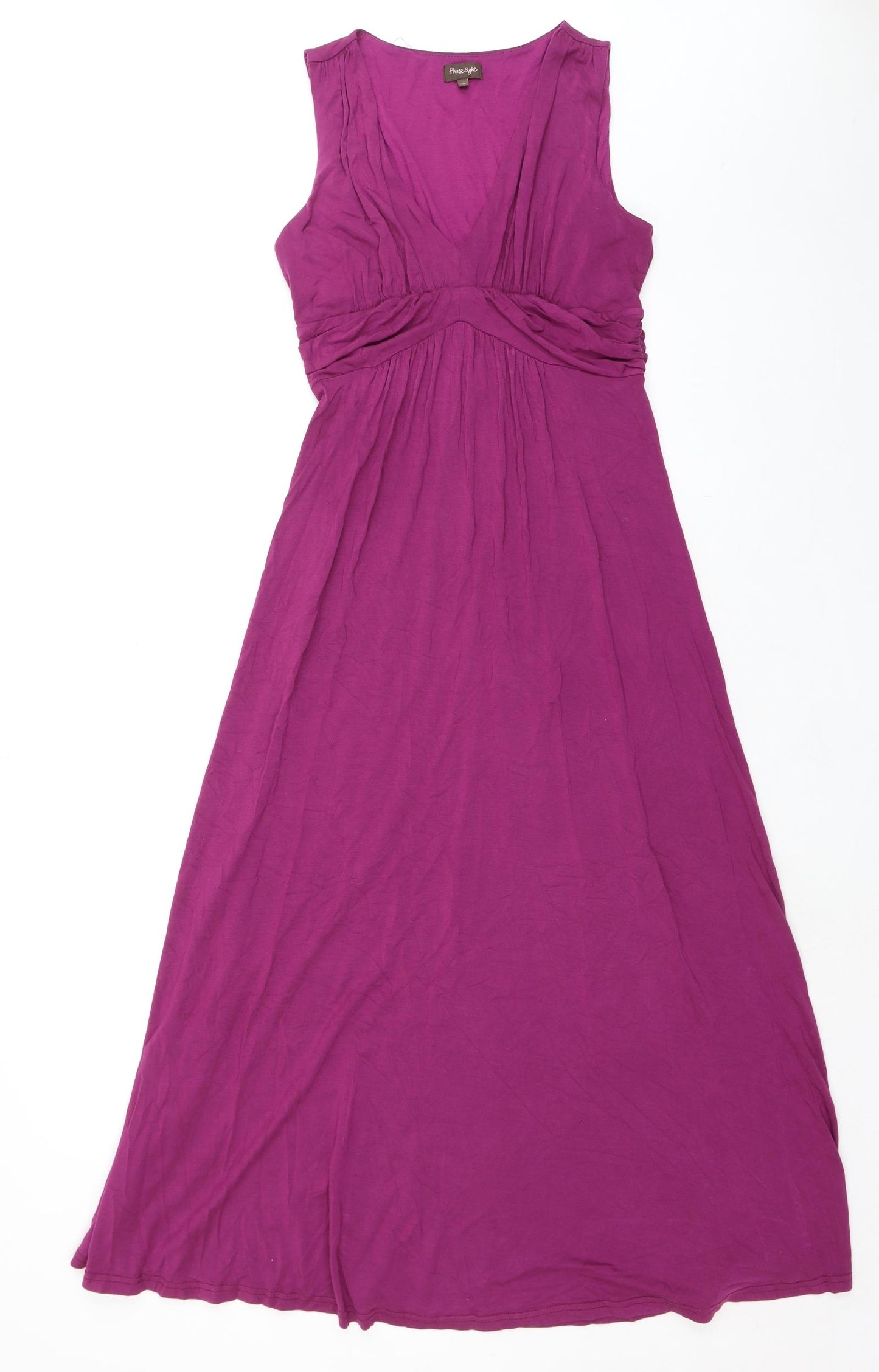 Phase Eight Womens Purple Viscose Maxi Size 12 V-Neck Pullover - High Empire Line