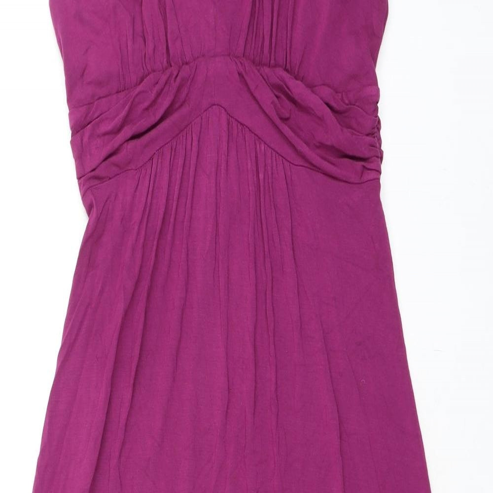 Phase Eight Womens Purple Viscose Maxi Size 12 V-Neck Pullover - High Empire Line