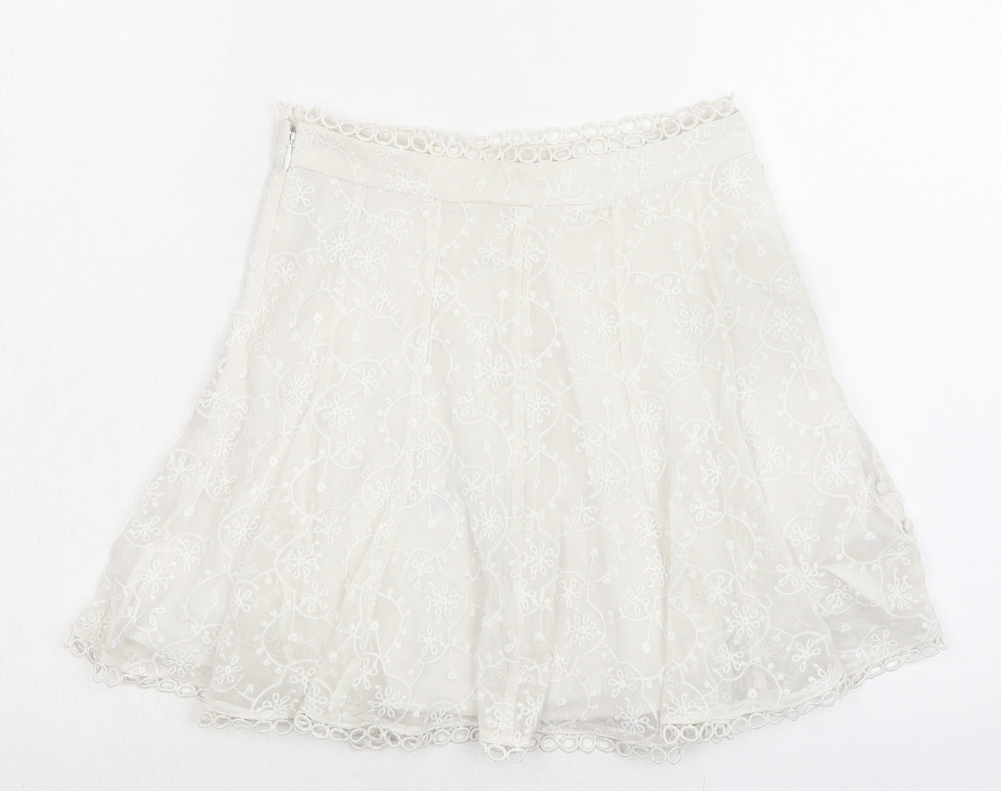 ASOS Womens White Polyester Mini Skirt Size 8 Zip - Buttons
