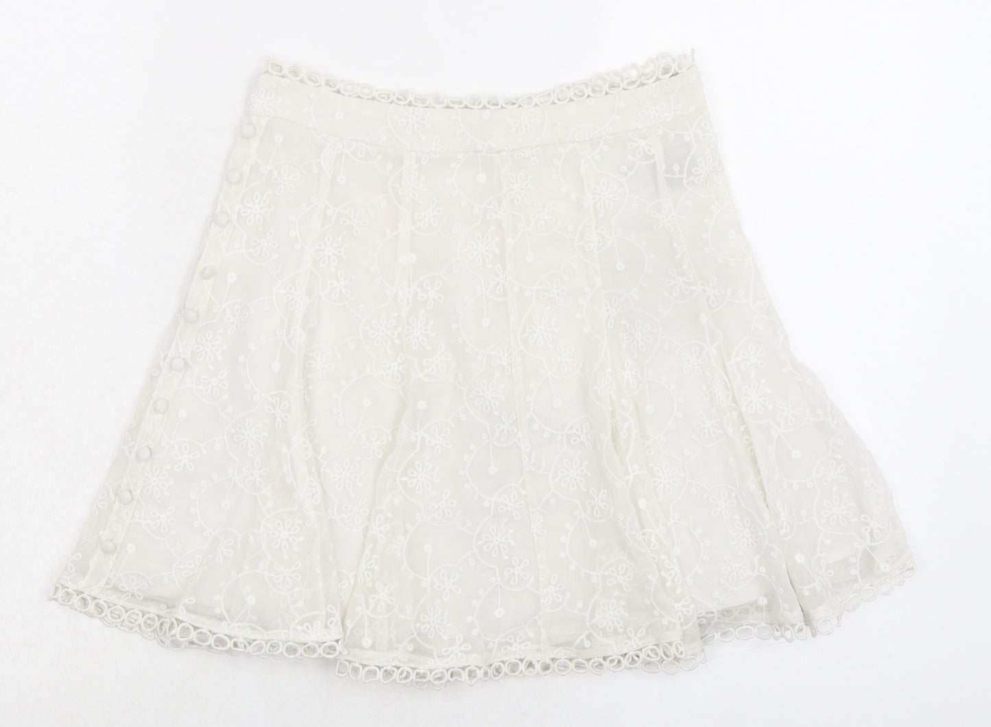 ASOS Womens White Polyester Mini Skirt Size 8 Zip - Buttons