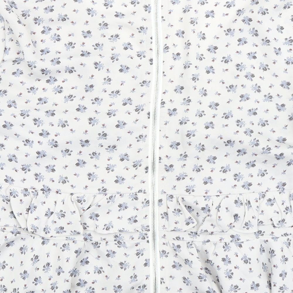 Wild Honey Womens Grey Floral Polyester Basic Blouse Size S V-Neck - Ruffles