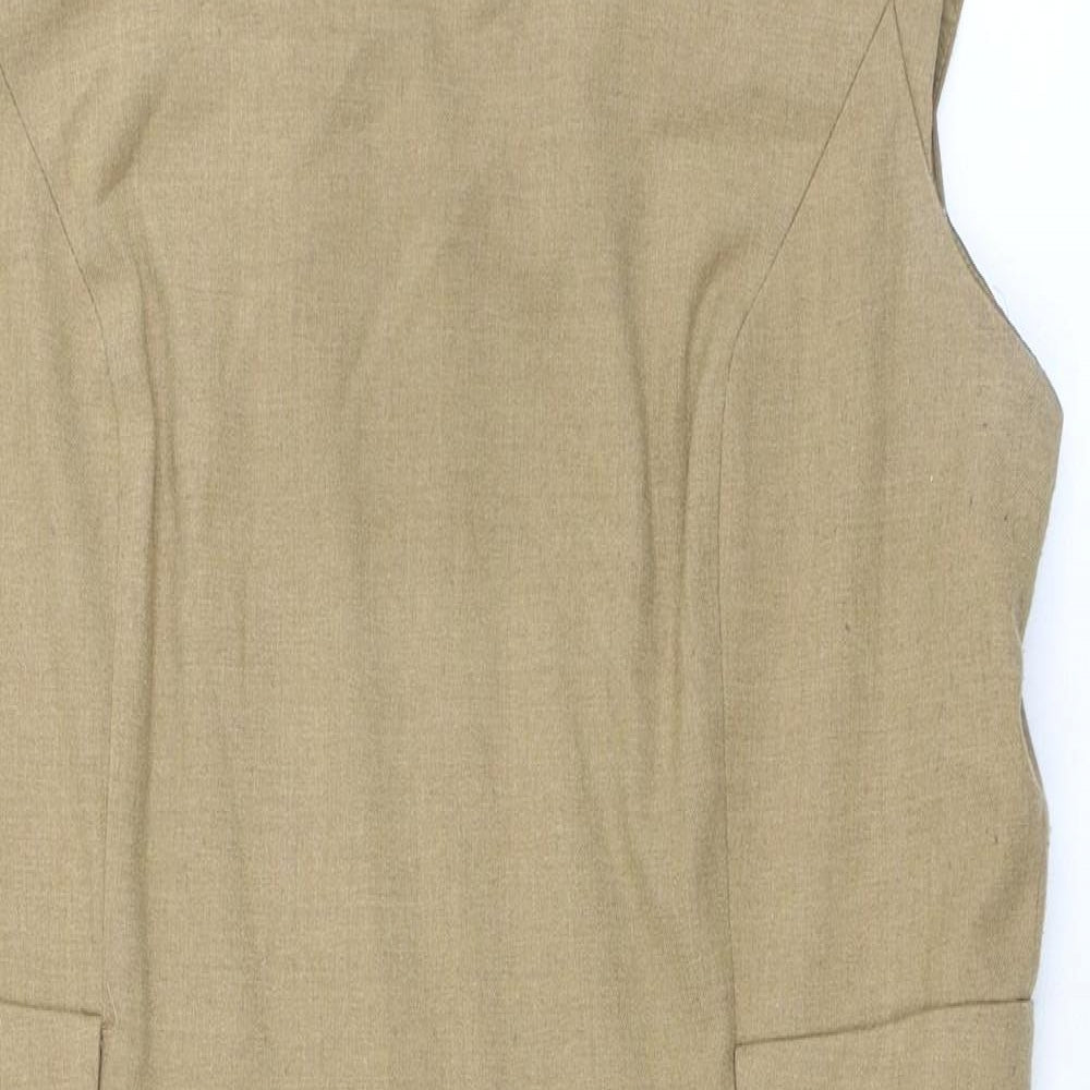 Laura Ashley Womens Beige Polyester Shift Size 16 Boat Neck Zip