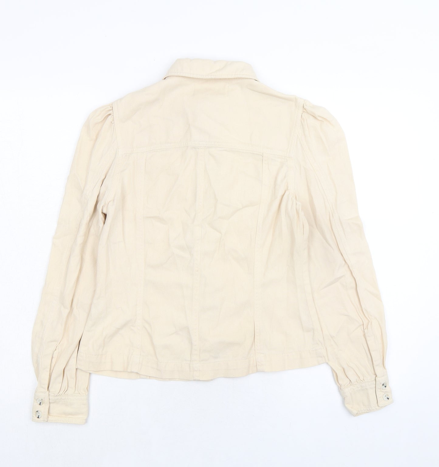 Miss Selfridge Womens Ivory 100% Cotton Basic Button-Up Size 8 Collared