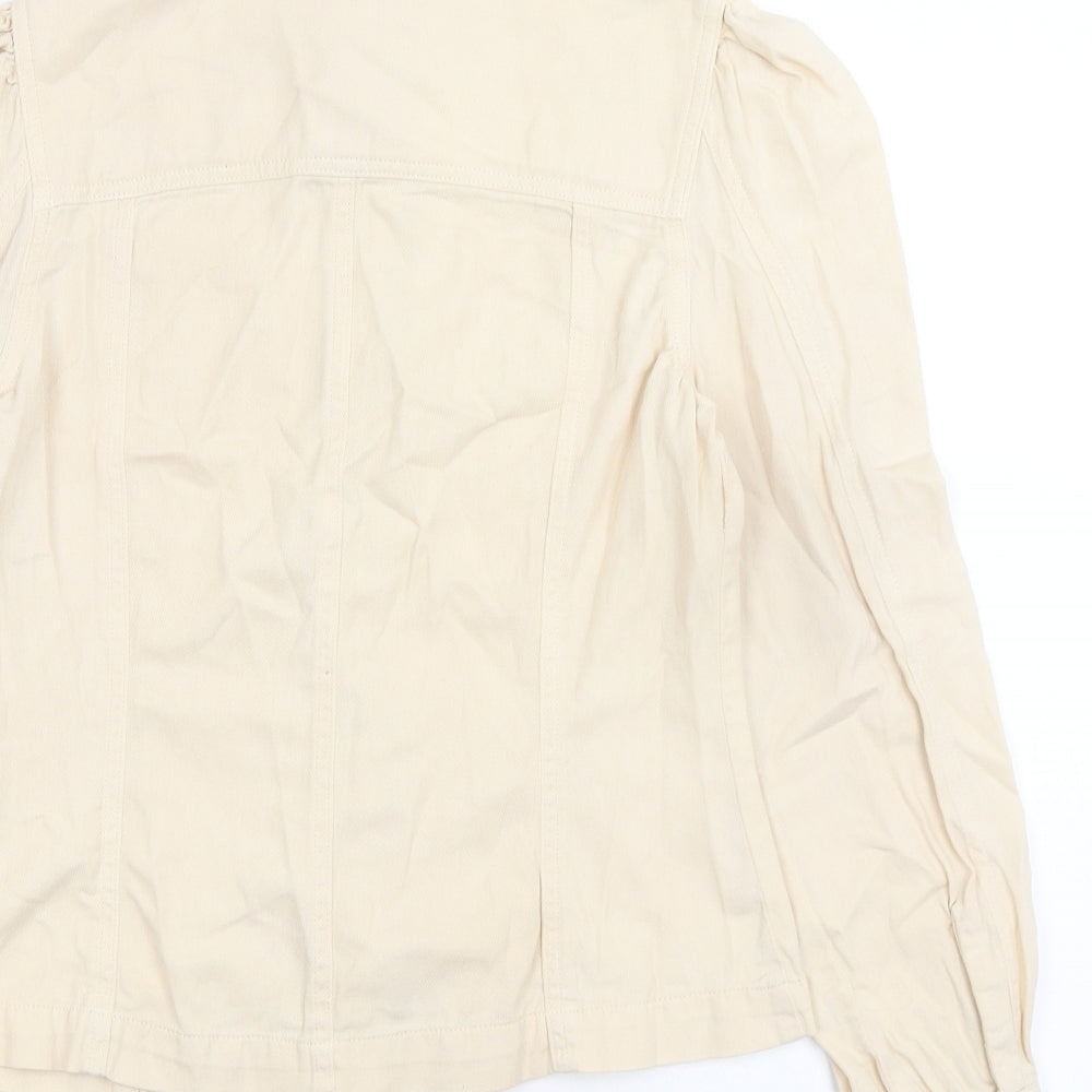 Miss Selfridge Womens Ivory 100% Cotton Basic Button-Up Size 8 Collared