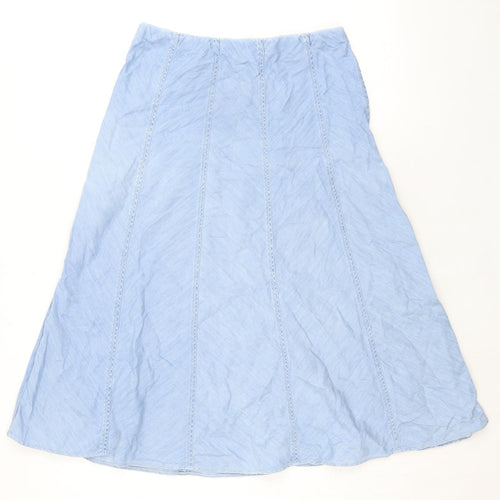 Marks and Spencer Womens Blue Cotton A-Line Skirt Size 12 - Denim Look