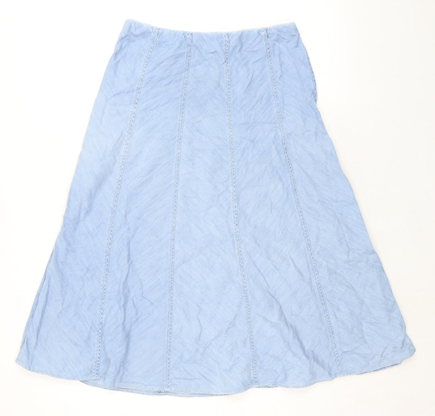 Marks and Spencer Womens Blue Cotton A-Line Skirt Size 12 - Denim Look