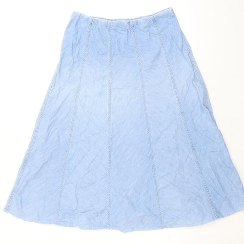 Marks and Spencer Womens Blue Cotton A-Line Skirt Size 12 - Denim Look