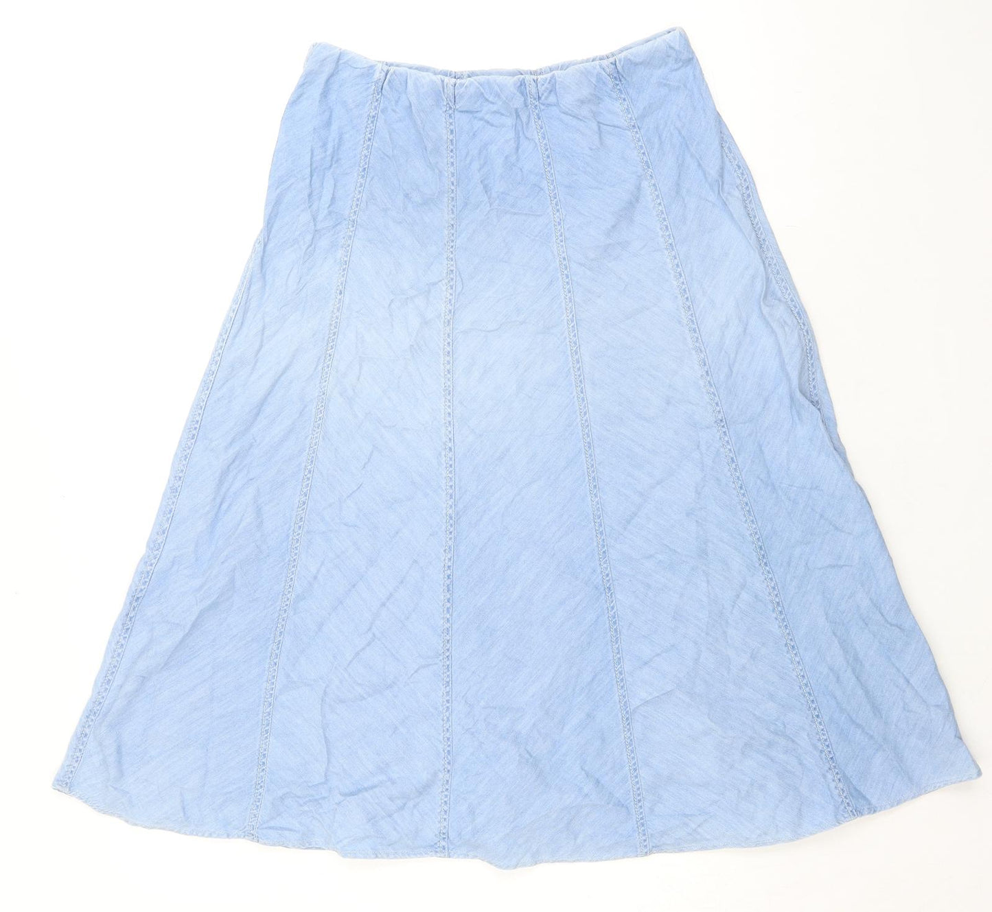 Marks and Spencer Womens Blue Cotton A-Line Skirt Size 12 - Denim Look