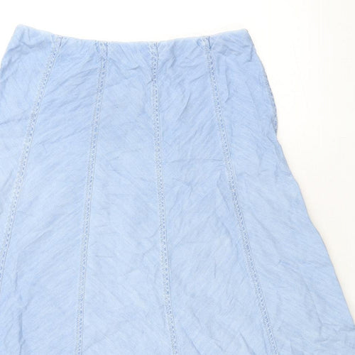 Marks and Spencer Womens Blue Cotton A-Line Skirt Size 12 - Denim Look