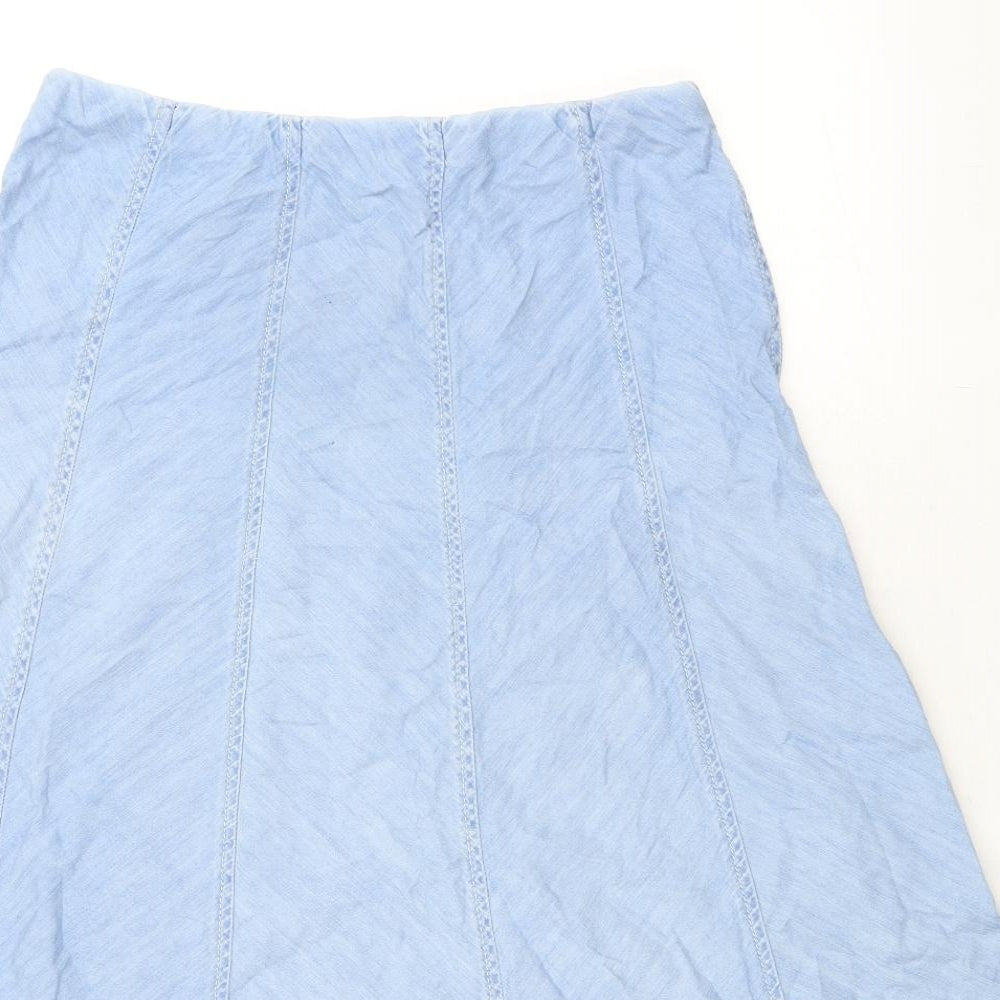 Marks and Spencer Womens Blue Cotton A-Line Skirt Size 12 - Denim Look