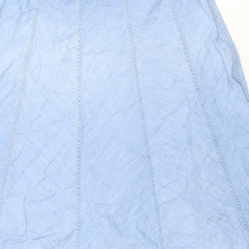 Marks and Spencer Womens Blue Cotton A-Line Skirt Size 12 - Denim Look