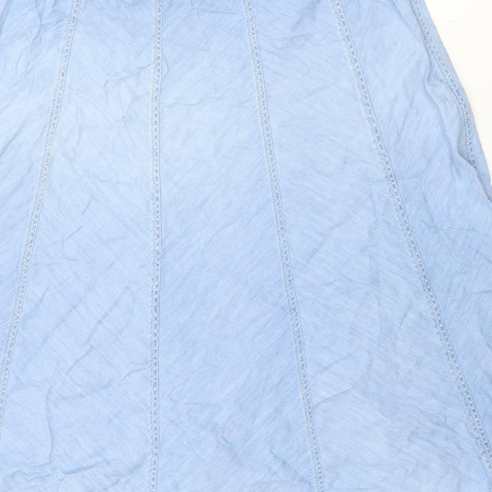 Marks and Spencer Womens Blue Cotton A-Line Skirt Size 12 - Denim Look