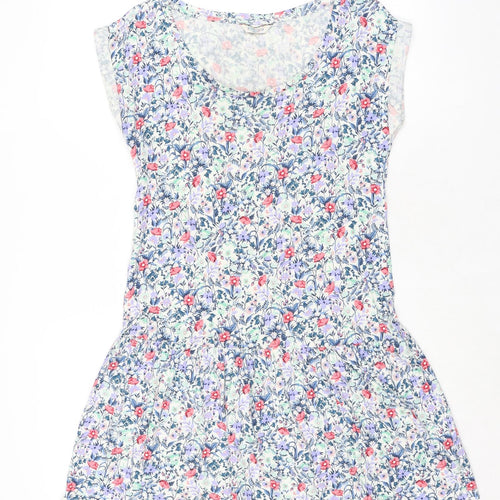 Marks and Spencer Womens Multicoloured Floral Viscose Mini Size 8 Boat Neck Pullover