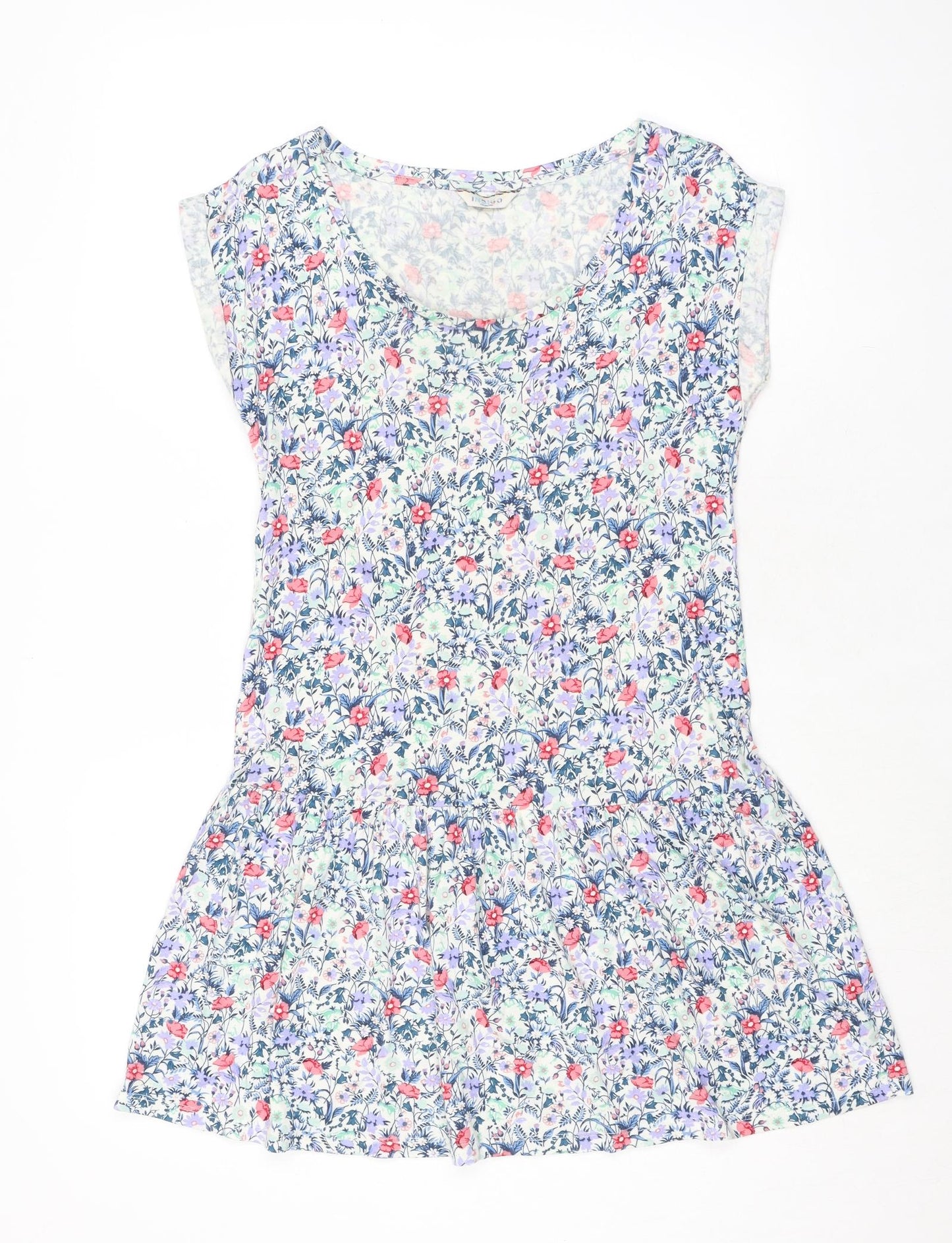 Marks and Spencer Womens Multicoloured Floral Viscose Mini Size 8 Boat Neck Pullover