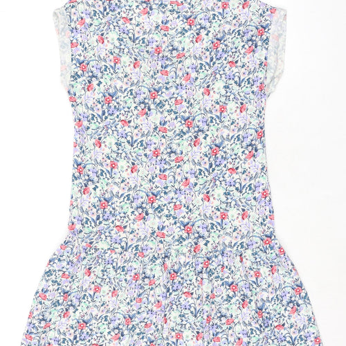 Marks and Spencer Womens Multicoloured Floral Viscose Mini Size 8 Boat Neck Pullover