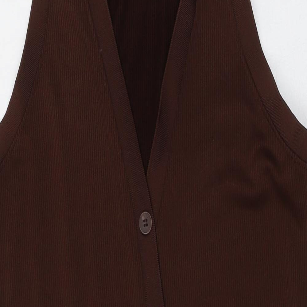 Divided by H&M Womens Brown Polyester Bodycon Size M Collared Button - Ribbed