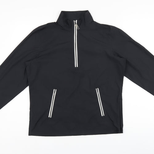 Ashworth Womens Black Polyester Pullover Sweatshirt Size S Zip