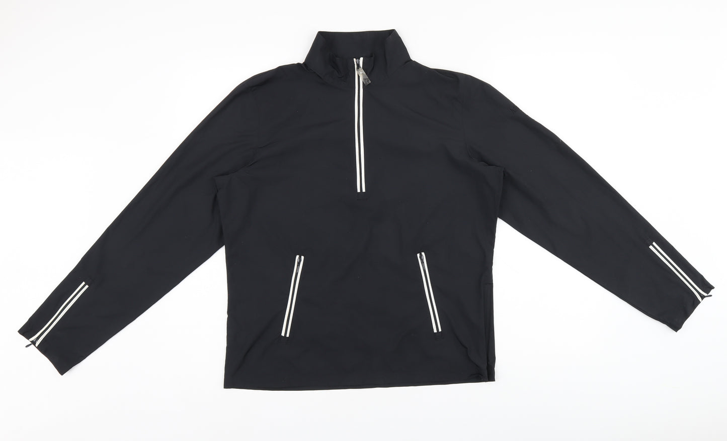 Ashworth Womens Black Polyester Pullover Sweatshirt Size S Zip