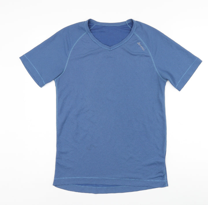 Odlo Womens Blue Polyester Pullover T-Shirt Size L Round Neck Pullover
