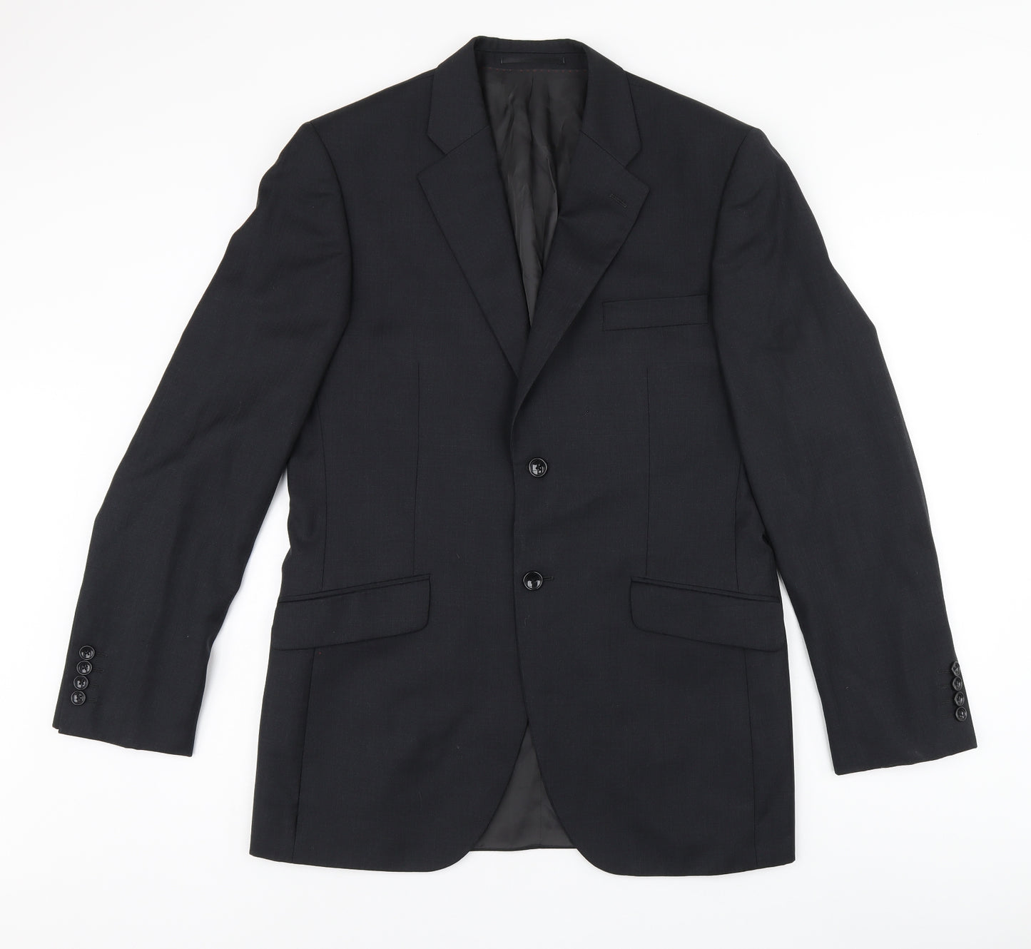 Howick Tailored Mens Black Polyester Jacket Suit Jacket Size 38 Regular