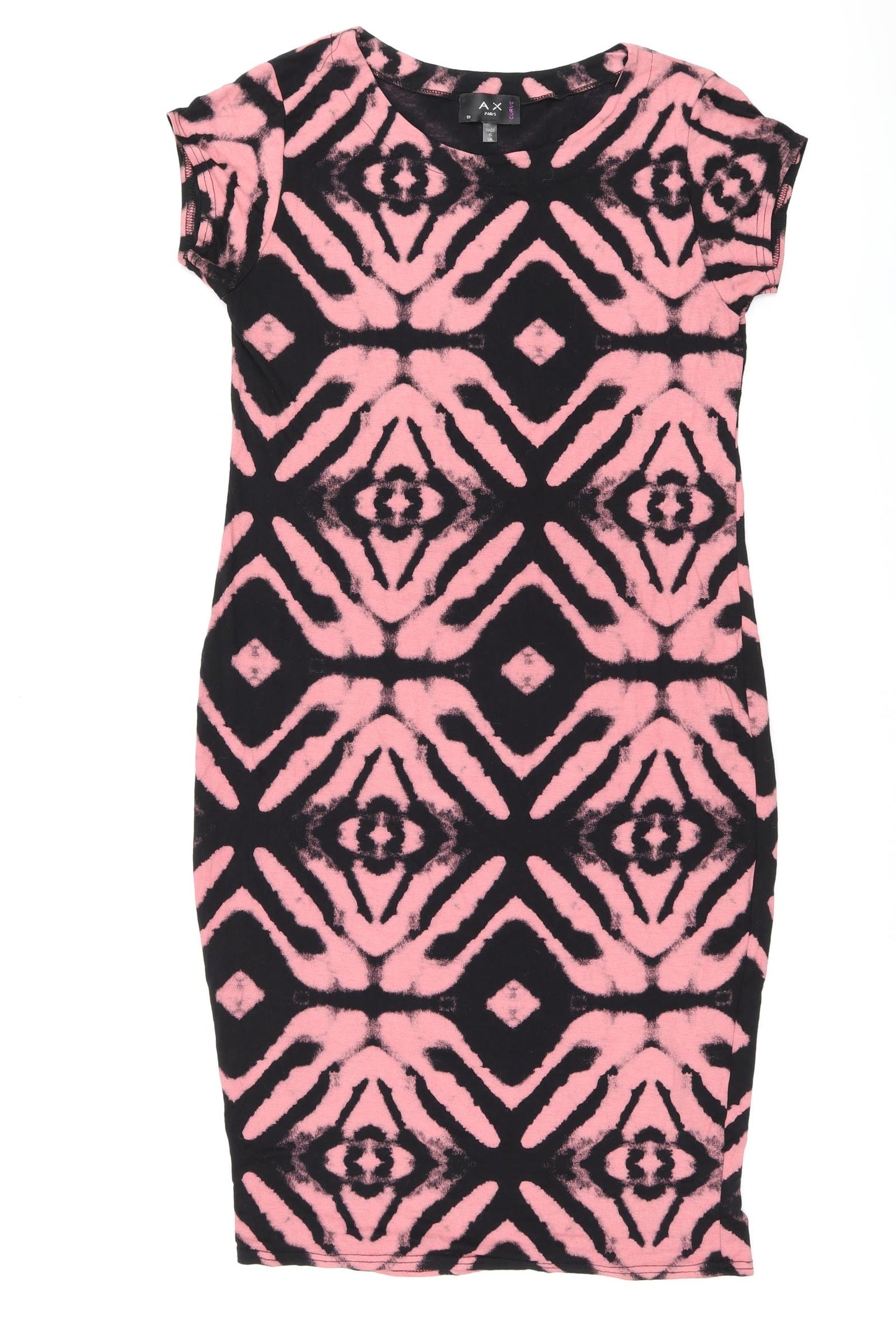 AX Paris Womens Black Tie Dye Viscose Bodycon Size 18 Round Neck Pullover - Curve