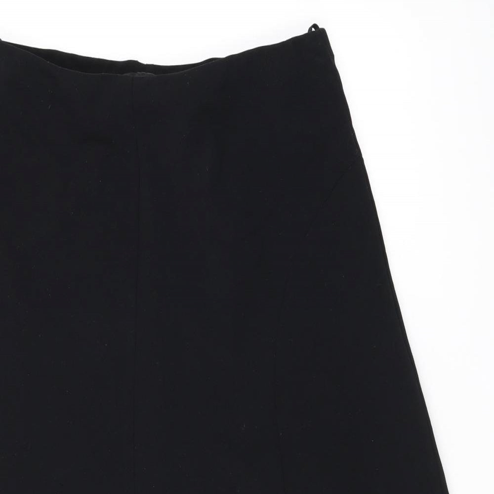 Marks and Spencer Womens Black Geometric Polyester Flare Skirt Size 12