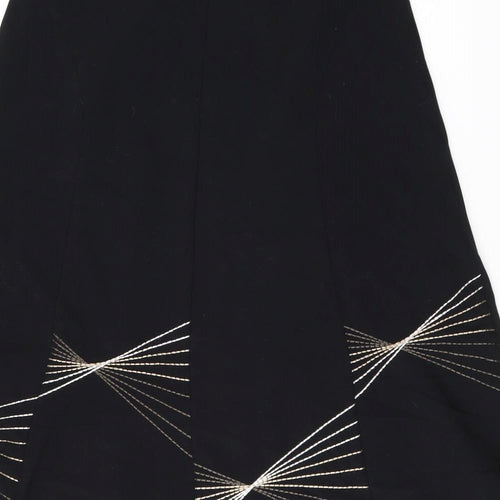 Marks and Spencer Womens Black Geometric Polyester Flare Skirt Size 12